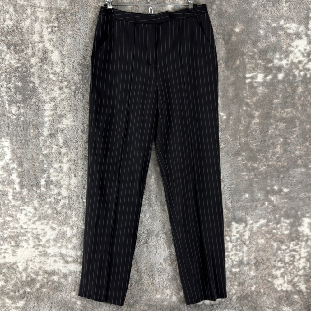 David N Size 4 Pinstripe‎ Business Career Trousers Dress Pants Black Women
